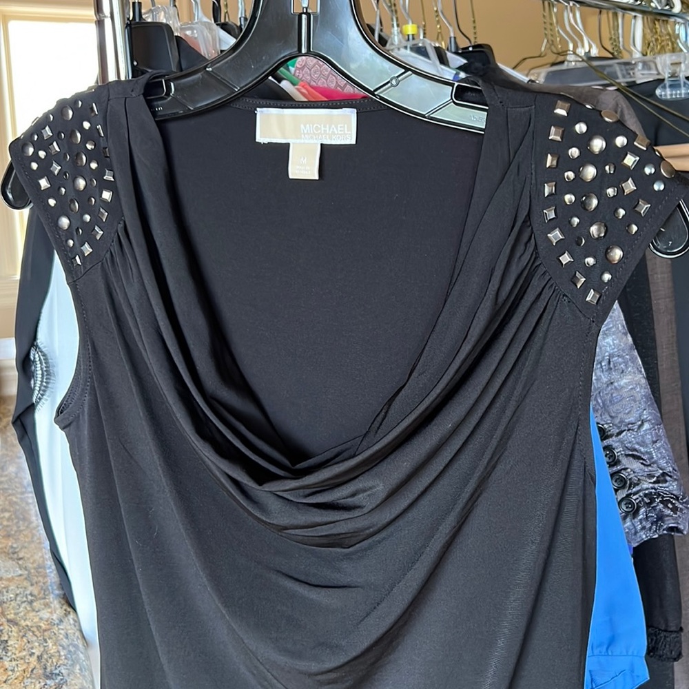 MICHAEL Michael Kors Black Rockstud Top